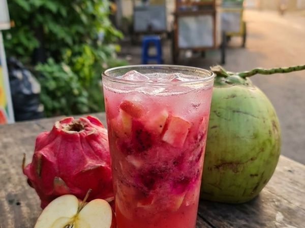 Red Dragon Fruit & Red Apple in Coconut Water at Sai Healthy Corner, Ulhasnagar